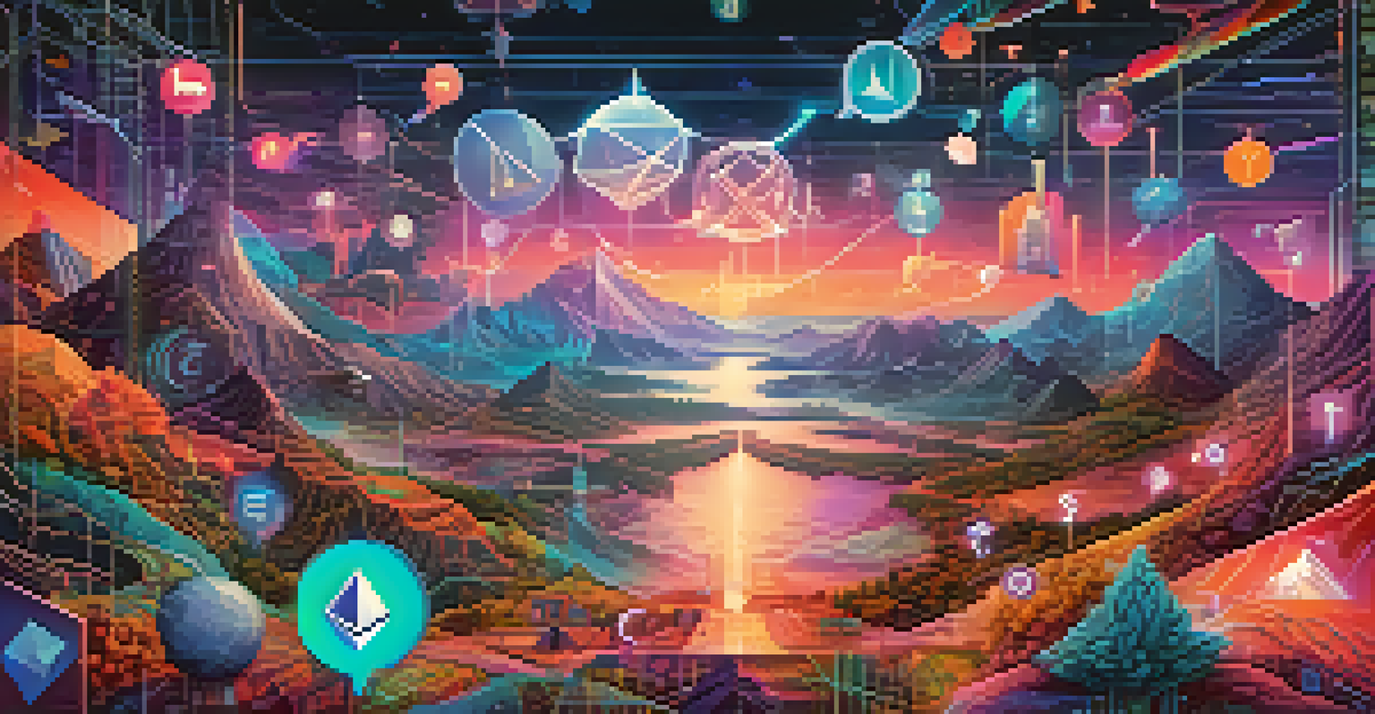 An artistic representation of the Ethereum logo surrounded by symbols of user feedback in a vibrant digital landscape.