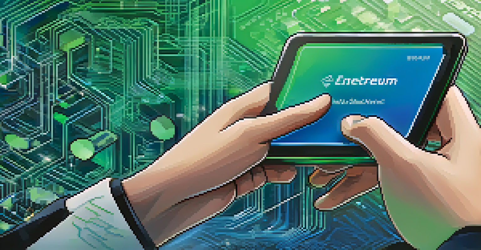 A digital wallet showcasing human-readable ENS names and traditional blockchain addresses against a blue-green gradient background.
