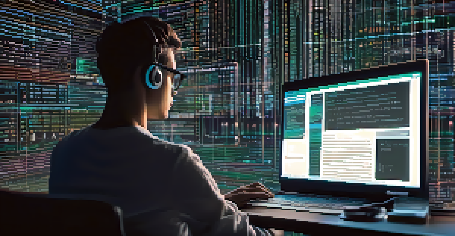 A person coding smart contracts on a computer with notes and technical books around them.