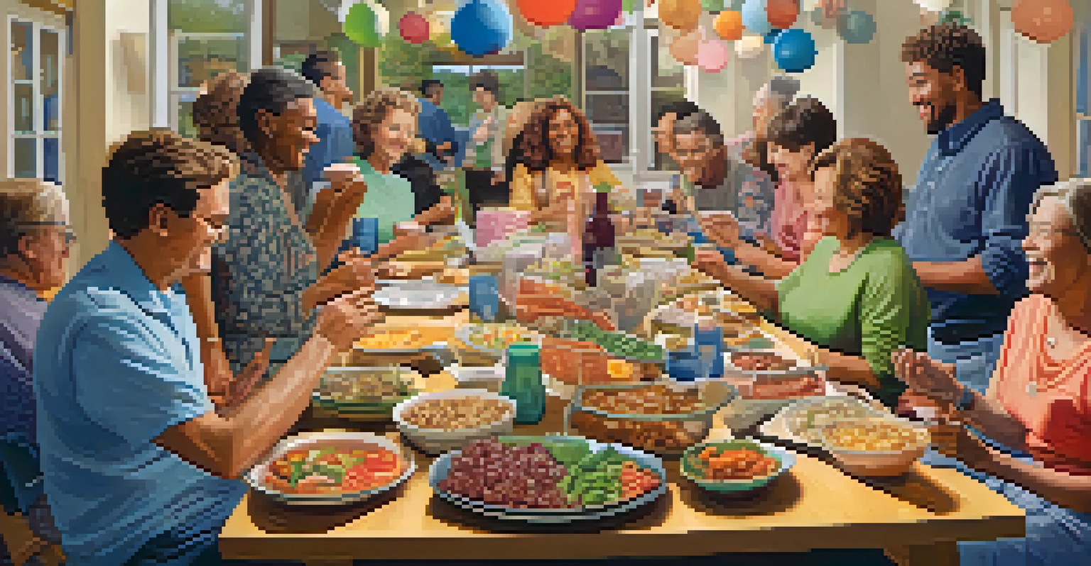 A community potluck dinner representing decentralized voting, with diverse participants sharing various dishes.