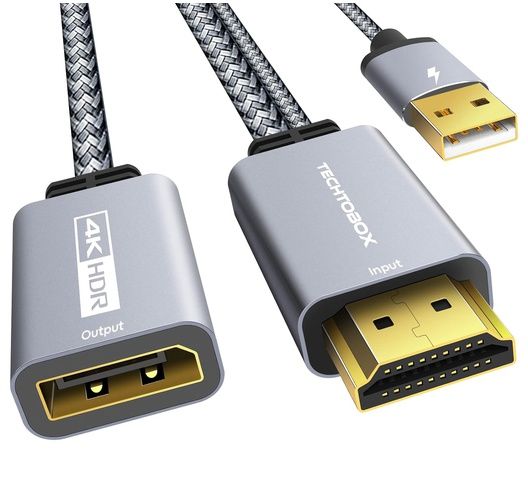  HDMI to DisplayPort Adapter 4K@60Hz [Braided, High Speed] HDMI Male to DP Female Converter Cable Compatible for PC Graphics Card Laptop Mac Mini NS PS5/4 Xbox One/360