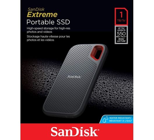   SanDisk 1TB Extreme Portable External SSD - Up to 550MB/s - USB-C, USB 3.1 - SDSSDE60-1T00-G25