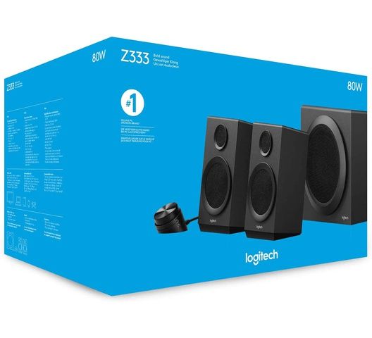 Logitech Z333 2.1 Speakers – Easy-access Volume Control, Headphone Jack – PC, Mobile Device, TV, DVD/Blueray Player, and Game Console Compatible.
