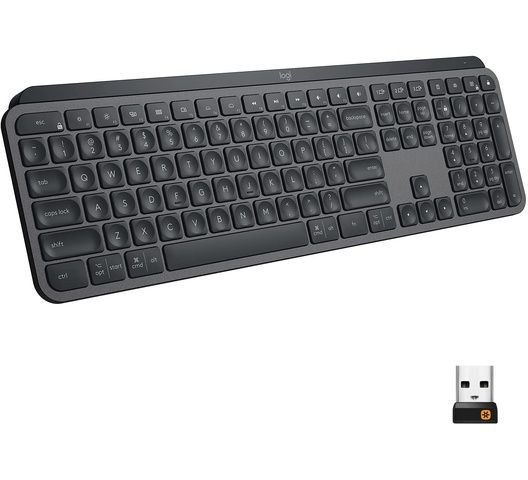 Logitech MX Keys Advanced Wireless Illuminated Keyboard, Tactile Responsive Typing, Backlighting, Bluetooth, USB-C, Apple macOS, Microsoft Windows, Linux, iOS, Android, Metal Build - Graphite