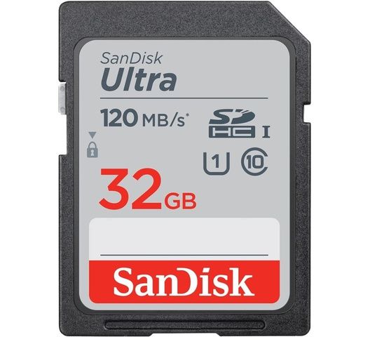  SanDisk 32GB Ultra SDHC UHS-I Memory Card - 120MB/s, C10, U1, Full HD, SD Card