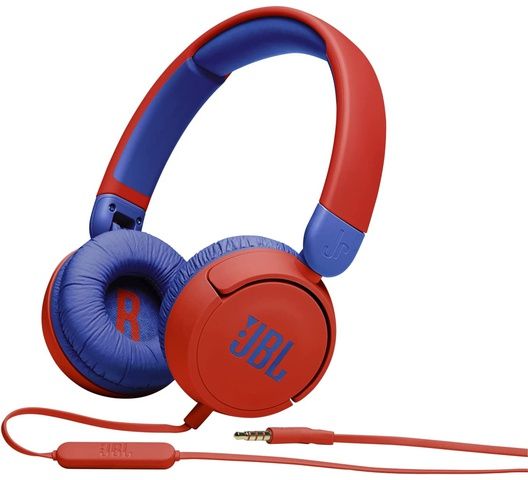 JBL Jr 310 - Children's over-ear headphones with aux cable and built-in microphone, in red