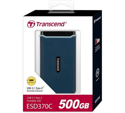 Transcend 500GB SSD USB 3.1 Gen 2 USB Type-C ESD370C Portable SSD Solid State Drive