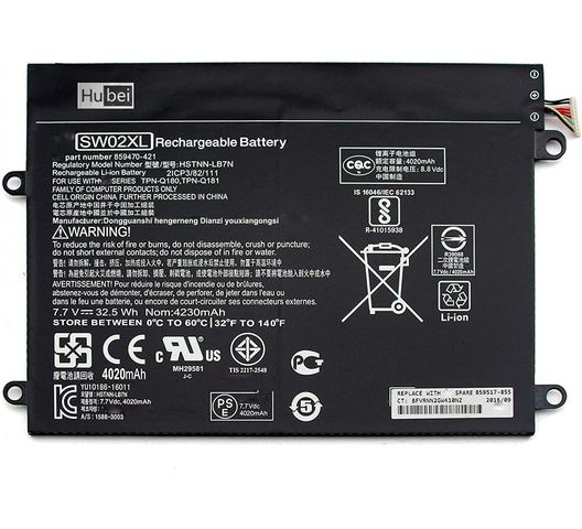 HP GENUINE  SW02XL ORIGNAL Replacement Battery for HP Notebook X2 10-P018WM 10-P x2 210 G2 Series HSTNN-IB7N HSTNN-LB7N TPN-Q180 TPN-Q181 859470-1B1 HSTNN-IB7N (7.7V 32.5Wh)