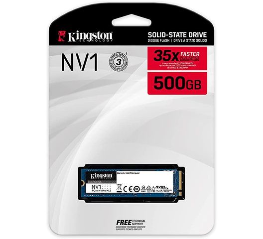 Kingston NV1 500GB M.2 2280 NVMe PCIe Internal SSD Up to 2100 MB/s SNVS/500GB