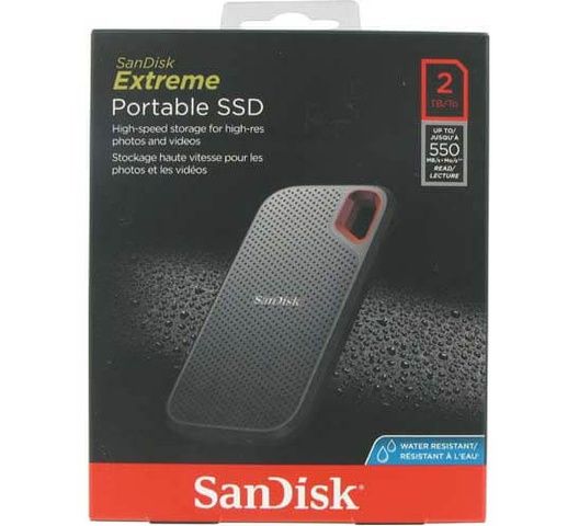 SanDisk 2TB Extreme Portable External SSD - Up to 550MB/s - USB-C, USB 3.1 - SDSSDE60-2T00-G25