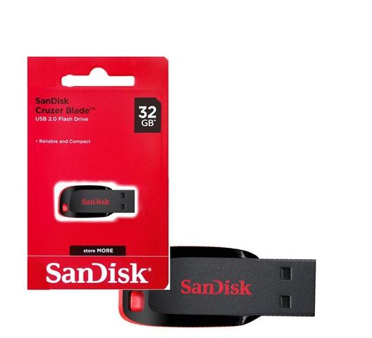 SanDisk Cruzer Blade USB Flash Drive, USB 2.0, 32GB - Black & Red