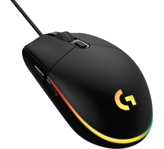 Logitech G203 Wired Gaming Mouse, 8,000 DPI, Rainbow Optical Effect LIGHTSYNC RGB, 6 Programmable Buttons, On-Board Memory, Screen Mapping, PC/Mac Computer and Laptop Compatible - Black