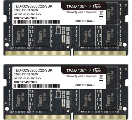   32GB 3200MHz PC4-25600 CL22 Unbuffered Non-ECC 1.2V SODIMM 260-Pin Laptop Notebook PC Computer Memory Module Ram Upgrade - TED464G3200C22DC-S01