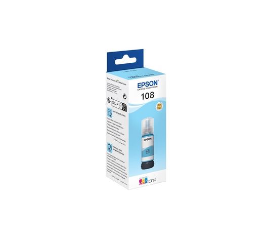 Epson 108 EcoTank Pigment Light Cyan ink bottle