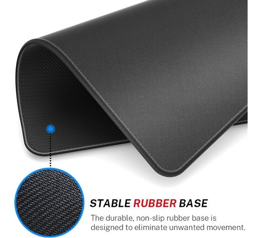 Mouse Pad with Anti-fray Stitching, Premium-Textured & Waterproof Computer Mousepad with Non-Slip Rubber Base, Gaming Mouse Mat for Laptop, Office & Home Black