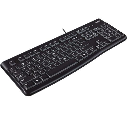 Logitech K120 Wired Keyboard for Windows, Plug and Play, Full-Size, Spill-Resistant, Curved Space Bar, Compatible with PC, Laptop - Black