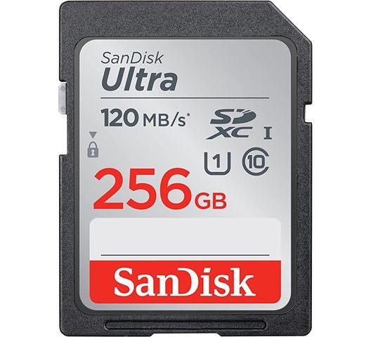 SanDisk 256GB Ultra SDXC UHS-I Memory Card - 120MB/s, C10, U1, Full HD, SD Card