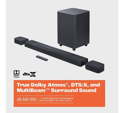 JBL Bar 1000: 7.1.4-Channel soundbar with Detachable Surround Speakers, MultiBeam™, Dolby Atmos®, and DTS:X