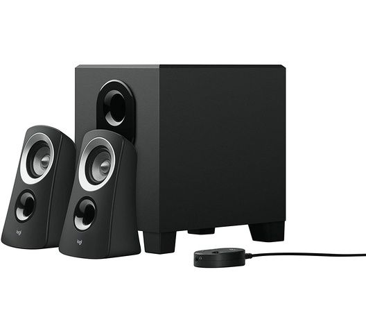 Logitech Z313 2.1 Multimedia Speaker System with Subwoofer, Full Range Audio, 50 Watts Peak Power, Strong Bass, 3.5mm Audio Inputs, UK Plug, PC/PS4/Xbox/TV/Smartphone/Tablet/Music Player - Black