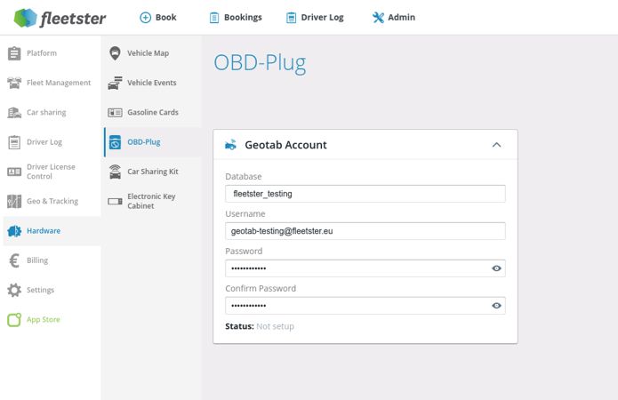 De server wordt automatisch gedetecteerd in de Geotab database 