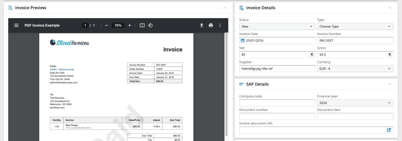 Vehicle Invoice - Document Preview