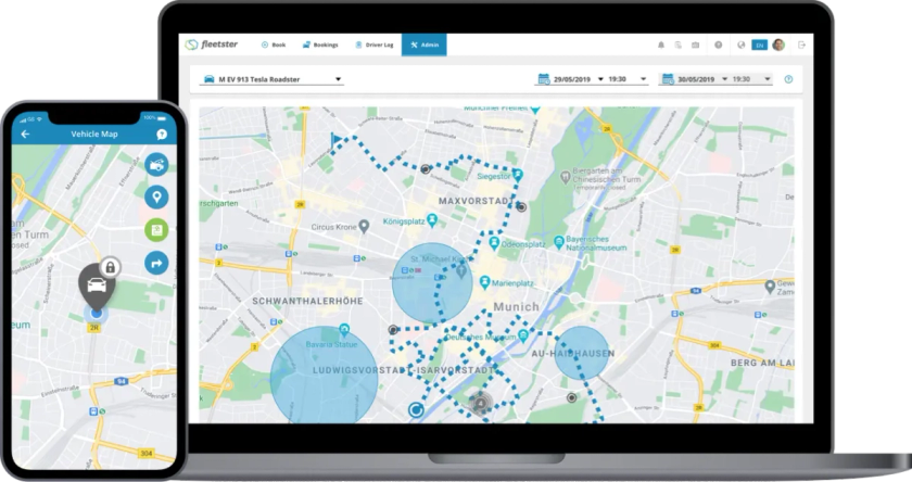 Geo and tracking software by fleetster to document locations and routes