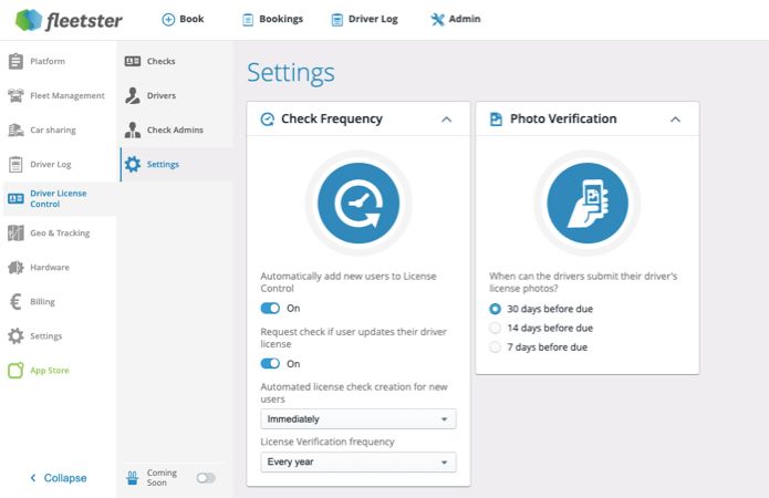 Separate Settings for Driver License Check