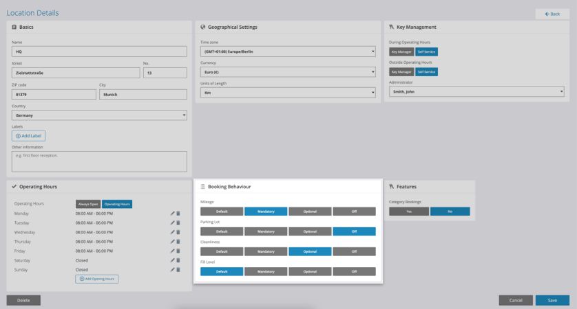 New Booking Behaviour settings