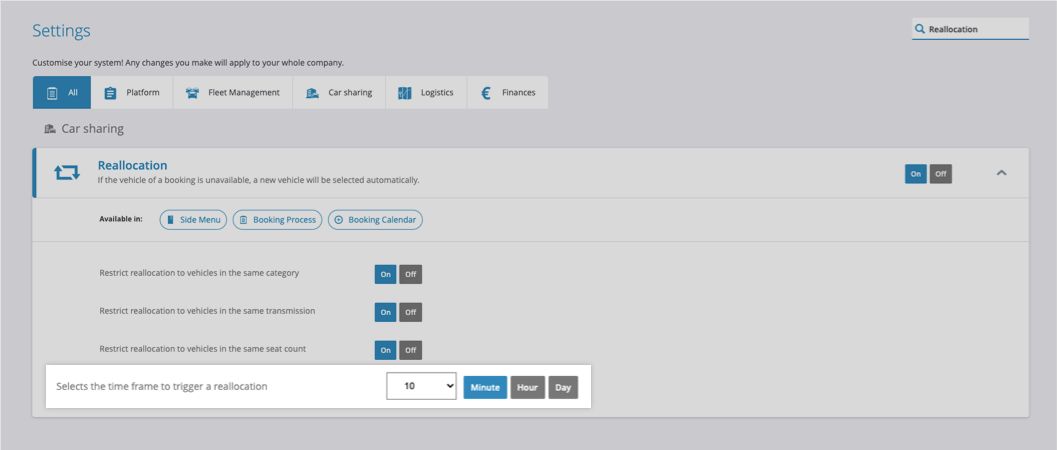 Reallocation Timing Setting