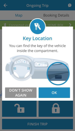 Instructions to find the key in the car