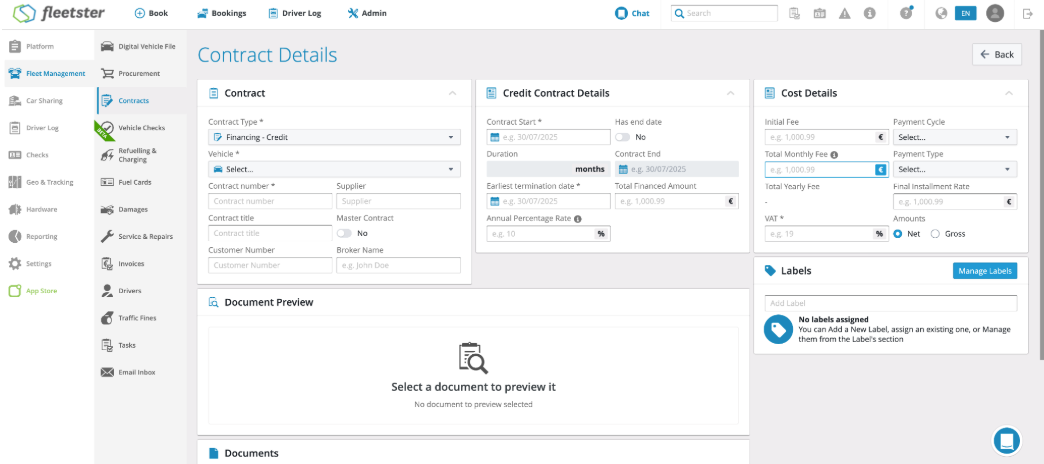 Credit contract view