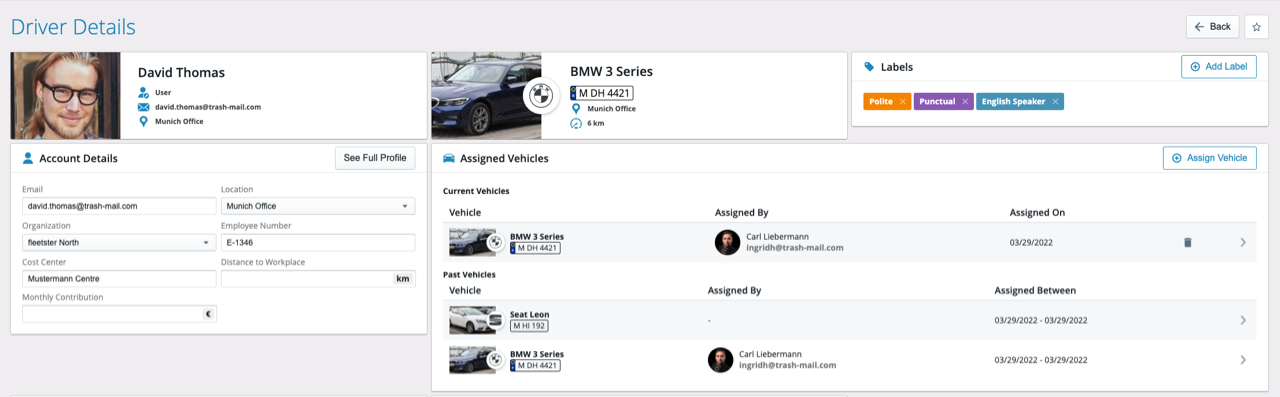 Erweiterte Informationen in den Fahrerdetails