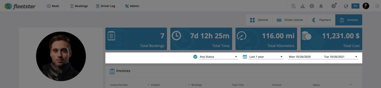 Invoice date range