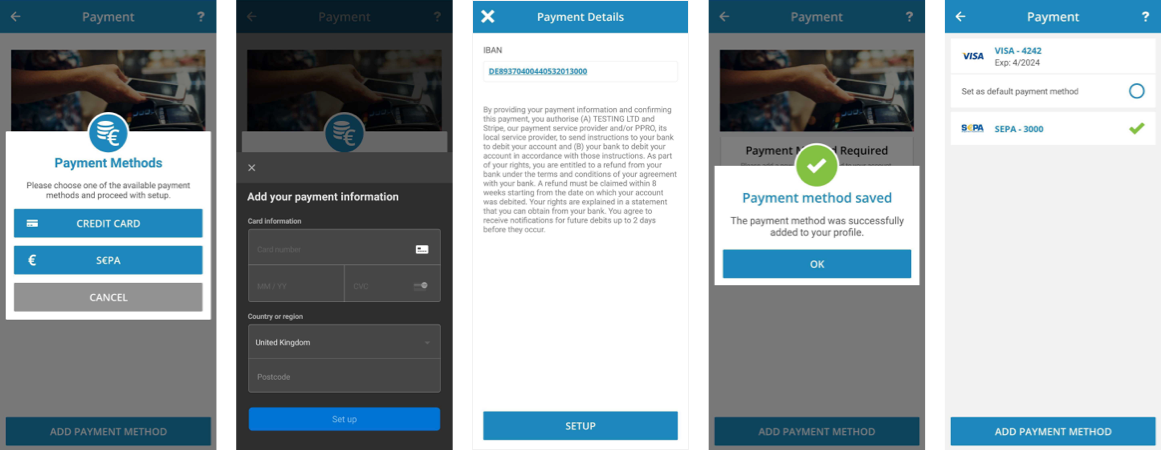 Payment Method Management on Mobile