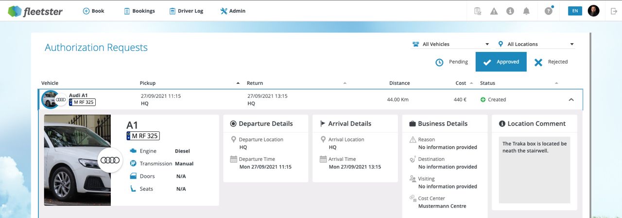 New Booking Authorization section