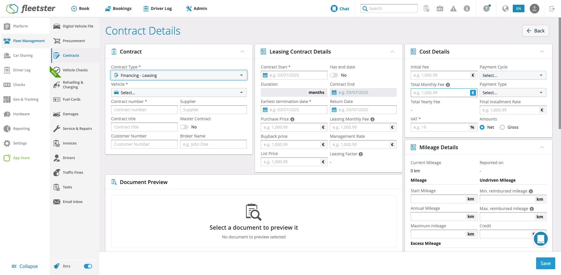 Example of a Leasing Contract