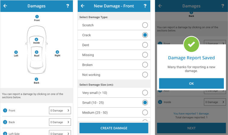 Neue Voreinstellungen für die Schadenslängen in der mobilen App
