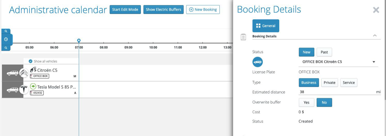 Quick booking creation from the admin area 
