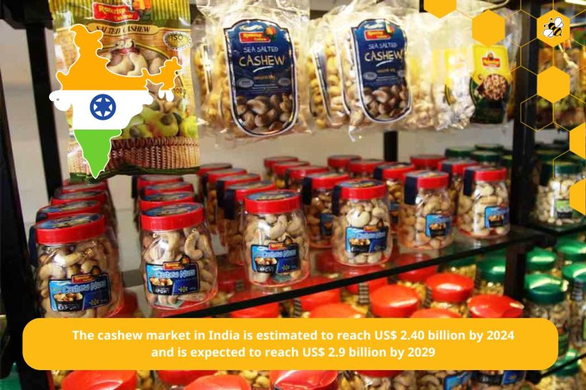 The cashew market in India is estimated to reach US$ 2.40 billion by 2024 and is expected to reach US$ 2.9 billion by 2029