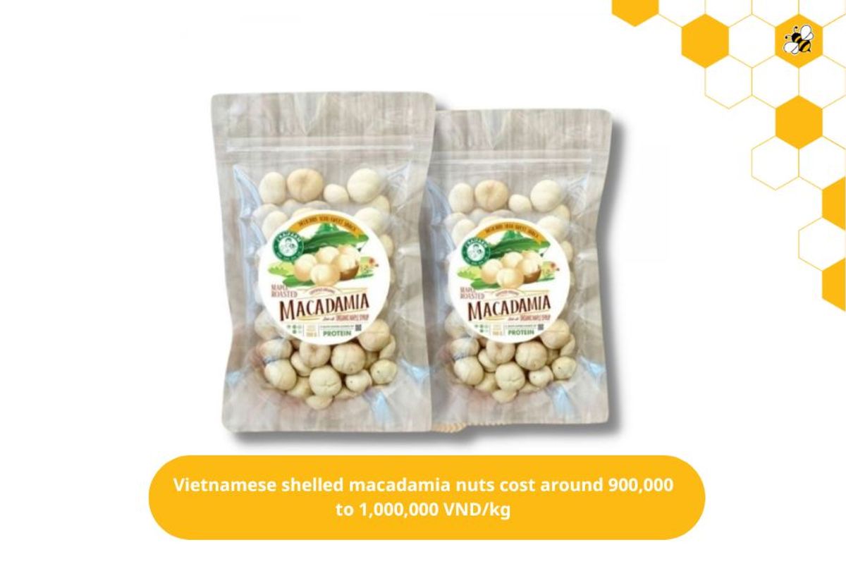 Vietnamese shelled macadamia nuts cost around 900,000 to 1,000,000 VND/kg