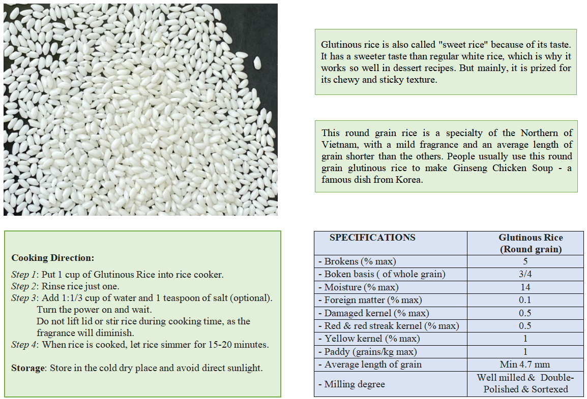 GLUTINOUS RICE - ROUND GRAIN SIZE