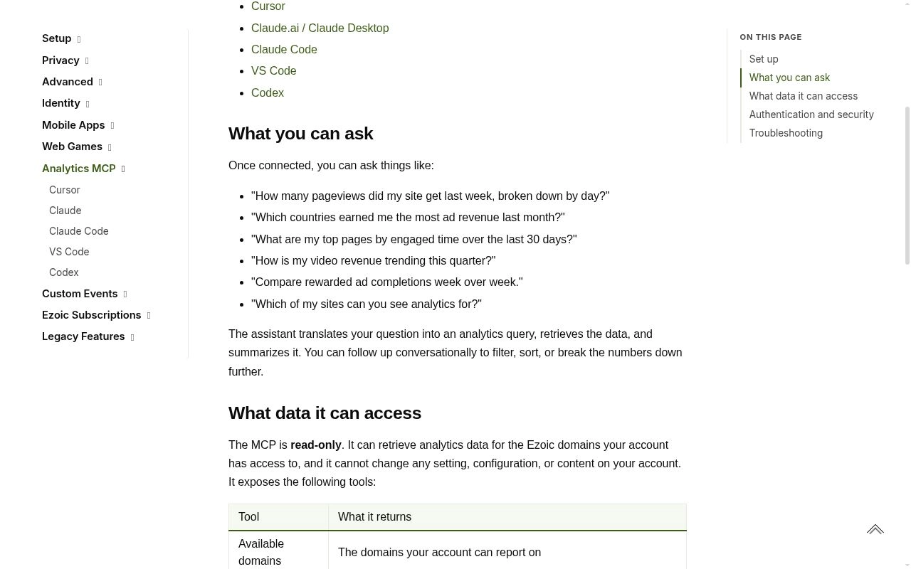 Ask Your Ezoic Analytics Questions Directly in Your AI Assistant