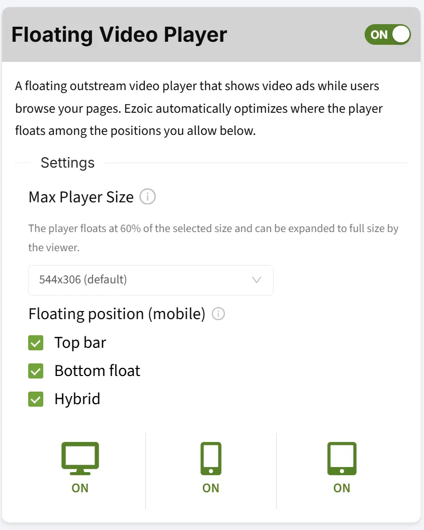 Control the Size and Position of Ezoic’s Floating Video Player