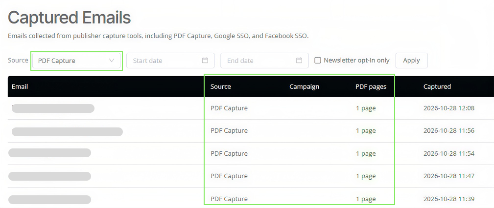 PDF capture filter
