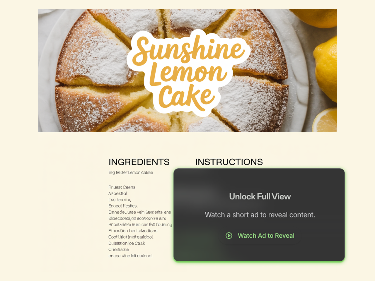 Watch an ad to access instructions