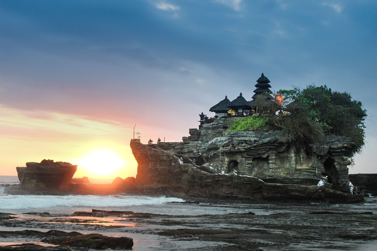 The sea temple of Tanah Lot at sunset, Bali