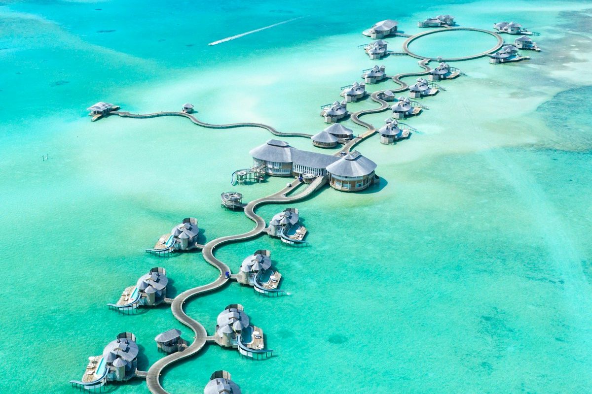 A turquoise lagoon and white-sand island in the Indian Ocean