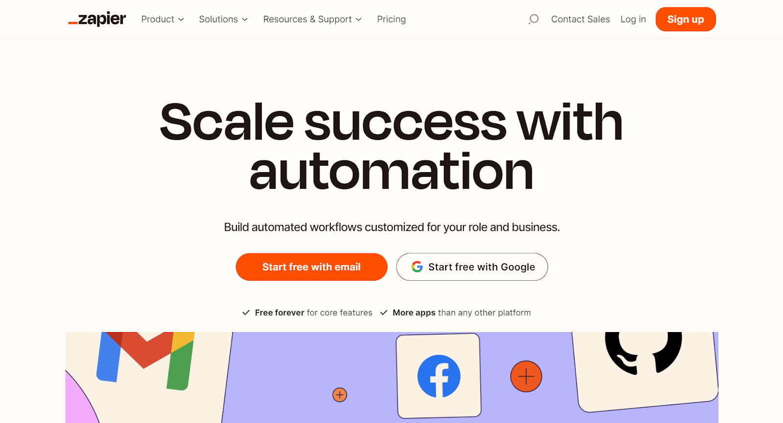 Screenshot from Zapier website.