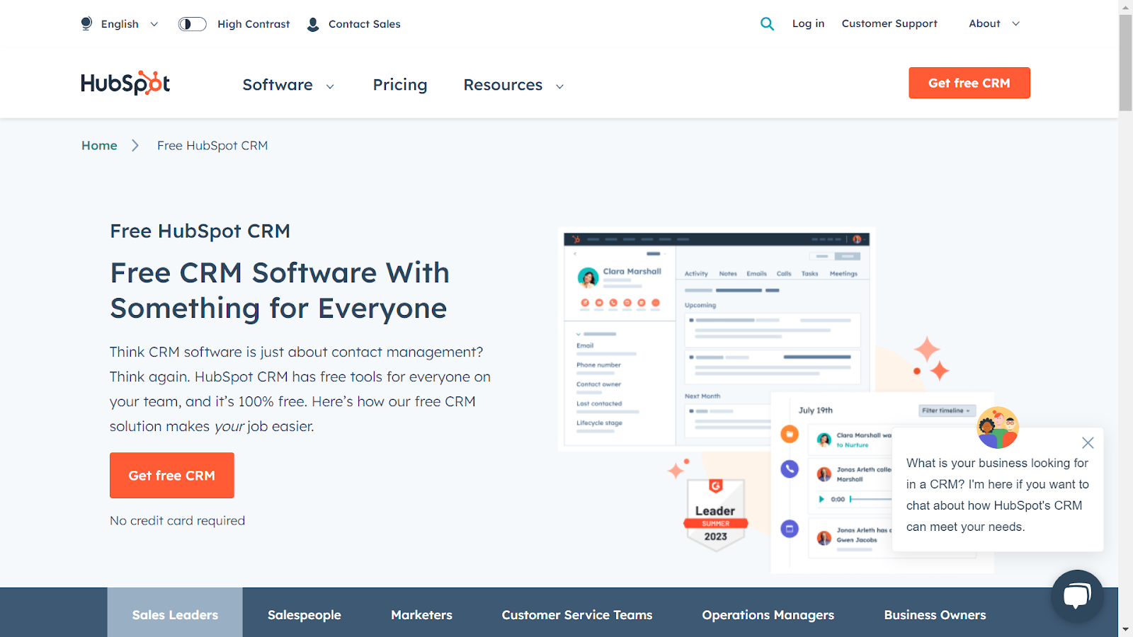 Screenshot from HubSpot website.