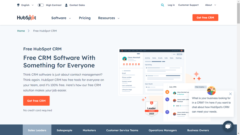 Screenshot from HubSpot website.